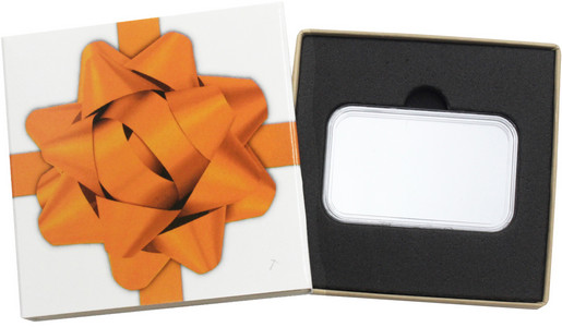 SilverTowne Natural Kraft Paper Gift Box with Orange Bow Box Sleeve